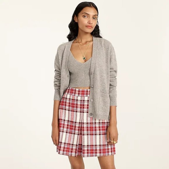NWT J. Crew Pleated Italian Wool Mini Skirt in Vintage Plaid size 8 - Picture 2 of 9